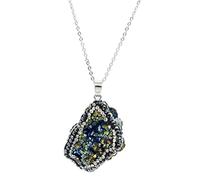 ZGHQHCDRH Natural Crystal Stone Necklace Geometry Irregular Elegant Crystal Stone Semi Gem Inlay Rhinestone Necklace For Unisex