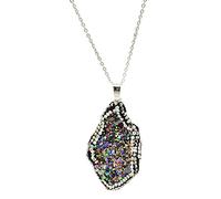 ZGHQHCDRH Natural Crystal Stone Necklace Geometry Irregular Elegant Crystal Stone Semi Gem Inlay Rhinestone Necklace For Unisex