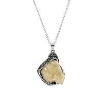 ZGHQHCDRH Natural Crystal Stone Necklace Geometry Irregular Elegant Crystal Stone Semi Gem Inlay Rhinestone Necklace For Unisex