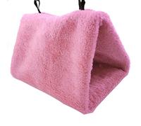 ZGHQHCDRH Nido de pájaros, Jaula Triangular Colgante for casa, Nido, Cama, Hamaca cálida de Felpa for Mascotas, Plegable, Suministros Seguridad, Color Rosa, L(Pink,M)