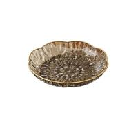 ZGHQHCDRH Plato de fruta de pétalo con borde dorado, ligero, de lujo, transparente, mesita for café de sala de estar, plato decorativo for aperitivos de frutas, 2 piezas(Black,M)