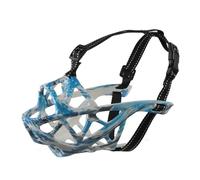 ZGHQHCDRH Protector bucal for Perros Que Permite jadear, Beber y Entrenar. Incluye una Resistente Cesta de plástico for el bozal Evita Comer, morder Masticar(Camouflage Blue and White,L)