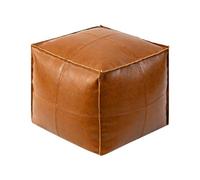 ZGHQHCDRH Puf de cuero de cera aceitada, cuadrado de 18 pulgadas, ajustable, resistente al agua y a las manchas, cremallera oculta, cojín bohemio cosido a mano (amarillo)