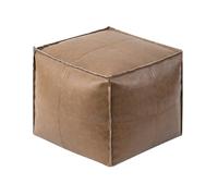 ZGHQHCDRH Puf de cuero de cera aceitada, cuadrado de 18 pulgadas, ajustable, resistente al agua y a las manchas, cremallera oculta, cojín bohemio cosido a mano (color café leche)