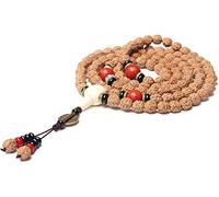 ZGHQHCDRH Pulsera de Cuentas, Pulsera, Pulsera de Madera 108 Mala Cuentas de oración Rudraksha Natural Meditación Budista Tibetana Collar de Textura única joyería de Pareja