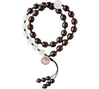 ZGHQHCDRH Pulsera de Cuentas, Pulsera, Pulsera Mala Cuentas de Oración Ágata de Palisandro Indio Natural con Colgante de Loto Budista Tibetano Buda Meditación Joyería de Cuentas