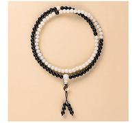 ZGHQHCDRH Pulsera rosario, Pulsera de cuentas Buda ébano Bodhi blanco 0.315 in, 108 rosario taoísta Yin Yang Tai Chi pulsera collar for hombres y mujeres