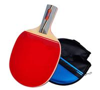 ZGHQHCDRH Raqueta de Tenis de Mesa, Raqueta de Madera Pura 7 Capas un Solo Golpe, Adecuada for Principiantes Aficionados del Tenis Mesa(Red and Black,Horizontal Shot)