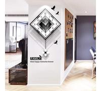 ZGHQHCDRH Reloj de Pared, Reloj de Pared Decorativo Moderno con péndulo, Reloj Simple y Cuadrado Grande, Madera en Blanco Negro for Sala Estar, cafetería Restaurante(52 * 80cm)