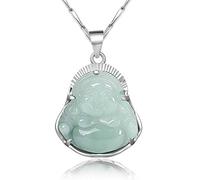 ZGHQHCDRH S925 Colgante de Jade Collar de Buda Maitreya de Jade