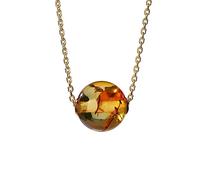 ZGHQHCDRH S925 Plated Necklace Natural Amber Flower Pendant Necklace Personality Women's Passepartout Transfer Bead Clavicle Chain Women's Jewelry (Amber 10mm)