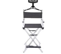 ZGHQHCDRH Silla de Director Plegable para Maquillador Portátil de Aluminio Alta con Reposacabezas y Reposapiés para Maquillaje Camping Césped Rodajes de Cine(Silver,B)