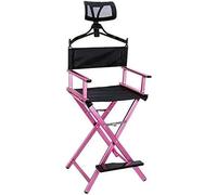 ZGHQHCDRH Silla de Director Plegable para Maquillador Portátil de Aluminio Alta con Reposacabezas y Reposapiés para Maquillaje Camping Césped Rodajes de Cine(Pink,B)