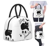 ZGHQHCDRH Stay Spooky Spooky Halloween Bolsa de Almuerzo aislada para Gato de Tres Ojos Nevera térmica Caja de Comida Bolsa Portátil Loncheras Contenedor