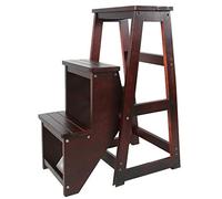 ZGHQHCDRH Taburete Escalera, Taburete con Escalera Multifuncional Plegable de 3 Niveles, Asiento Banco, Silla Madera, Decorativo(Black)