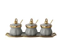 ZGHQHCDRH Tarros de cerámica para especias, Tarro de cerámica for especias con tapa, juego de azucarero, caja de almacenamiento de especias, azucarero, salero, recipiente for condimentos