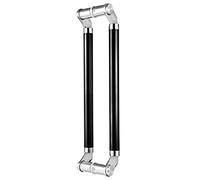 ZGHQHCDRH Tiradores para puertas de baño, Manijas corredizas de puerta de vaivén de vidrio for ducha de Granero, barras de forma redonda de acero inoxidable, entrada contemporánea(Black,Length120CM)