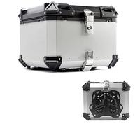 ZGHQHCDRH Top Case Motocicleta 28L 36L 45L 55L 65L 80L100L Box Maletero Equipaje Aluminio con Mango(Silver,65L)