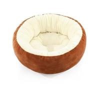 ZGHQHCDRH Una Cama for Mascotas en Forma de Anillo con Material de Felpa Corto y Suave Que es cálido, Adecuado for Todas Las Estaciones y extraíble for una fácil Limpieza.(Diameter65cm,White+Brown)