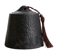 ZGHQHCDRH Urna para Mascotas, Urna funeraria de cerámica pequeña for Cenizas humanas Negra(Cylindrical)