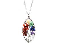 ZGHQHCDRH Vintage Natural Stone Crystal Pendant Necklace Women Men Wire Wrap Pendants Pendulum Gems Rainbow Jewelry