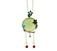 ZGHQHCDRH Women's Necklace Pendant Fashion Jewelry Lucky Accessories Enamel Hetian Jade Cloisonne Pendant Necklace Gifts for Women (Khotan Jade)