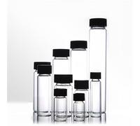 ZGHSWM 20 unids/Pack de 3ml a 60ml Botellas de Muestra de Vidrio Transparente con Tapa de Rosca de plástico Negro, Botella de Aceite Esencial for Uso en Laboratorio(20ml)