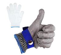 ZGHYBD Safety Cut Proof Stab Resistant Stainless Steel Gloves Metal Mesh Butcher,Food Grade, Safety Cutting Gloves For Hand Protection in Kitchen,Mesh Butcher Glove High Performance L Blue