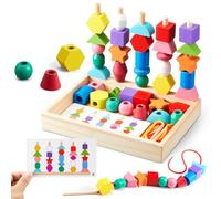 ZGIMI Montessori Juguete de motor a partir de 3, 4, 5 años, juego de construcción para niños, juego de apilamiento de madera, juego de apilamiento, habilidades motoras finas, juego educativo, regalo