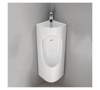 ZGNMK Urinario de Esquina con Lavabo para Hombre, Urinario de Pared en Cerámica con Descarga y Grifo con Sensor, Diseño Compacto 2 en 1 para Hogar y Comercio