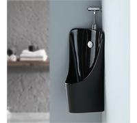 ZGNMK Urinario de Pared Esquinero para Hombre en Cerámica, Urinario Triangular con Válvula de Descarga de Botón y Tapa de Drenaje, para Baño, Garaje y Uso Comercial(Nero)