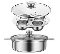 ZGPjubilant - Escalfador de Huevos de Acero Inoxidable, sartén para Huevos escalfados con Tapa, Compatible con cocinas de inducción, fácil de Limpiar, versátil para cocinar al Vapor, freír, guisar