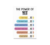ZGPOSQKZSC “Believe in the Power of Yet” Inspirational Poster, Growth Mindset Canvas Print for Home Study, Office, Teacher Supplies(Framed,12x18inch(30x45cm))