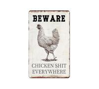 ZGPOSQKZSC Beware of Rooster Metal Tin Sign Vintage Funny Farm Warning for Garden Shed Farmhouse Garage 8 X 12 inch