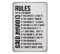 ZGPOSQKZSC Classic House Rules Metal Sign Vintage Home Decor for Office Study Library Retro Household Manners Wall Hanging Tin Art 8 X 12 inch