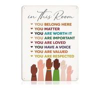 ZGPOSQKZSC Classroom Office Decor Metal Tin Sign In This Room with Inspirational Quotes Motivational Wall-Art for Everyone (8 X 12 in)