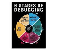 ZGPOSQKZSC Coding Humor Poster - The 6 Stages of Debugging Every Developer Knows, Educational & Funny Wall Art for Computer Science Room(Unframed,16x24inch(40x60cm))
