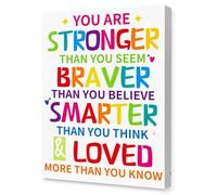 ZGPOSQKZSC Confidence Booster Wall Art for Kids - You Are Brave, Strong & Kind Affirmation Print on Canvas, Positive Decor for Bedroom or Study Area(Framed,12x18inch(30x45cm))