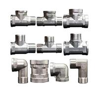 ZGPOSQKZSC DN15 20 25 1/2" 3/4" 1" Male Female Elbow Tee 3 Ways 201 Stainless Pipe Fitting Connector Coupling Home Garden(F-M-M 1l2 BSP)
