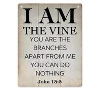 ZGPOSQKZSC Fruitful Branches Connected to the Vine John 15:5 Metal Tin Sign 8 X 12 in Inspirational Decor for Bathroom Laundry Room
