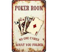 ZGPOSQKZSC Gambling Humor Metal Sign No One Cares What You Folded Retro Rec Room Wall Hanging 8 X 12 in