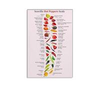 ZGPOSQKZSC Ghost Pepper to Jalapeño Chart - Scoville Scale Heat Level Poster, Kitchen Wall Art & Gift for Hot Sauce Enthusiasts, BBQ, Home Chefs(Unframed,12x18inch(30x45cm))