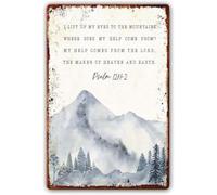 ZGPOSQKZSC I Lift Up My Eyes To The Hills Help Is From The Lord Psalm 121 Religious Tin Sign Wall-Art for Bedroom Office 8 X 12 in