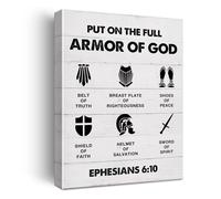 ZGPOSQKZSC Inspirational Christian Poster, Put on the Armor of God, Motivational Wall Art for Faith, Courage, Bedroom, Office or Gym Bag(Framed,08x12inch(20x30cm))