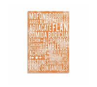 ZGPOSQKZSC La Comida de Puerto Rico Poster - Spanish Food Typography Art, Festive Canvas Wall Decor for Kitchen, Dining Room, or Bar Area(Framed,12x18inch(30x45cm))