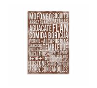 ZGPOSQKZSC La Comida de Puerto Rico Poster - Spanish Food Typography Art, Festive Canvas Wall Decor for Kitchen, Dining Room, or Bar Area(Framed,16x24inch(40x60cm))