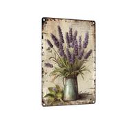 ZGPOSQKZSC Lavender Flowers Metal Tin Sign Vintage Calming Wall Decor for Bedroom Bathroom Home Farmhouse Garden 8 X 12 inch
