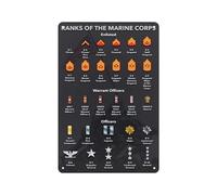 ZGPOSQKZSC Marine Corps Rank Educational Poster, USMC Officer Enlisted Badges Reference Guide, Military Training Aid Wall Art Decor (Framed,16x24inch(40x60cm))