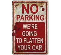 ZGPOSQKZSC No Parking Funny Warning Metal Tin Sign Vintage Wall Decor Plaque Private Driveway Garage Door Humor Keep Clear Notice 8 X 12 in