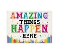 ZGPOSQKZSC Positive Classroom Poster - Amazing Things Happen Here Colorful Canvas Art, Motivational Wall Decor for Preschool, Elementary & Middle School(Unframed,16x24inch(40x60cm))
